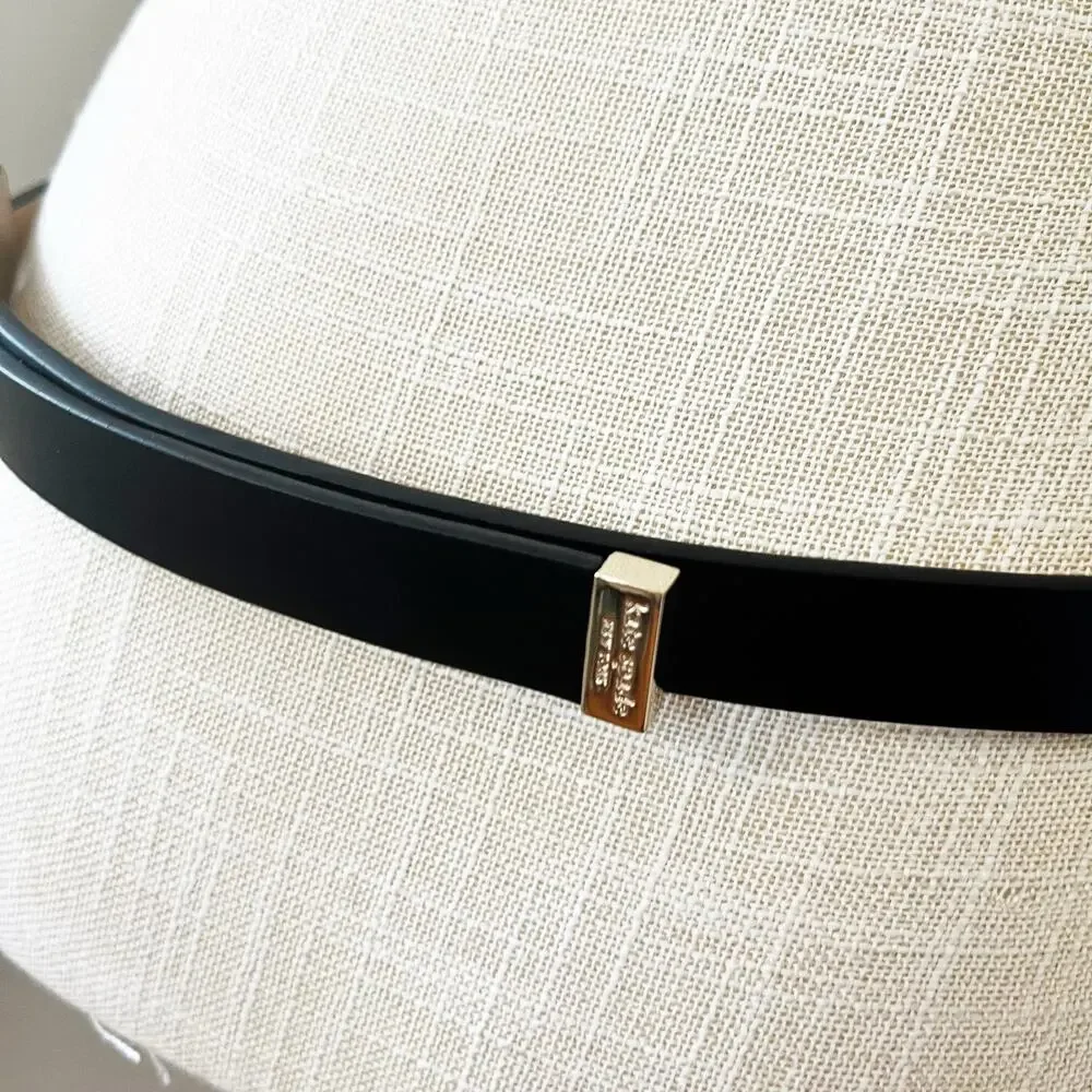 NEW Kate Spade New York Black with Pearl Bow Belt - Genuine Leather Size XL